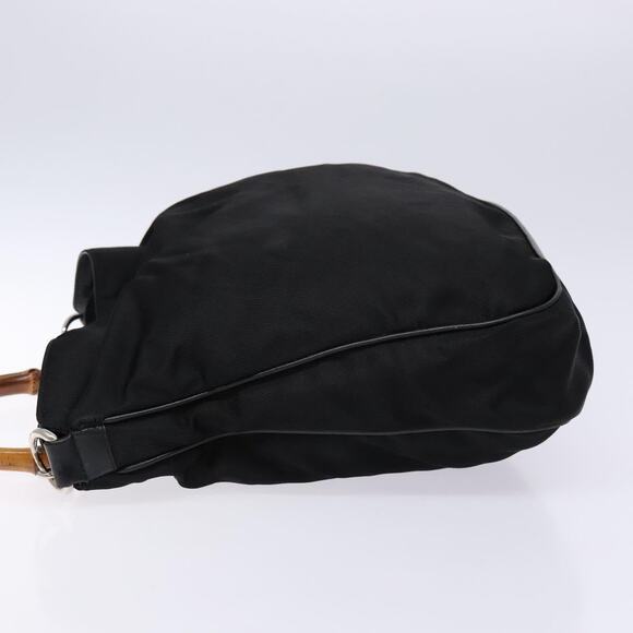GUCCI Bamboo Shoulder Bag Nylon Black Silver 001 001 - Picture 5 of 13